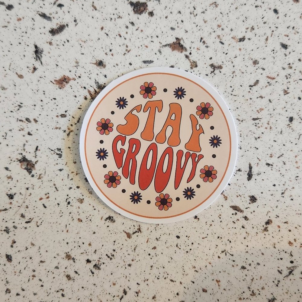 10/$10 NEW Stay Groovy Retro Hippie Boho Floral Sticker